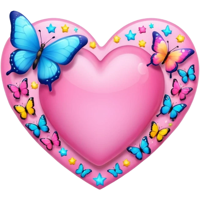 Pink heart with stars and butterflies emoji