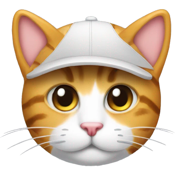 baseball hat on cat head emoji