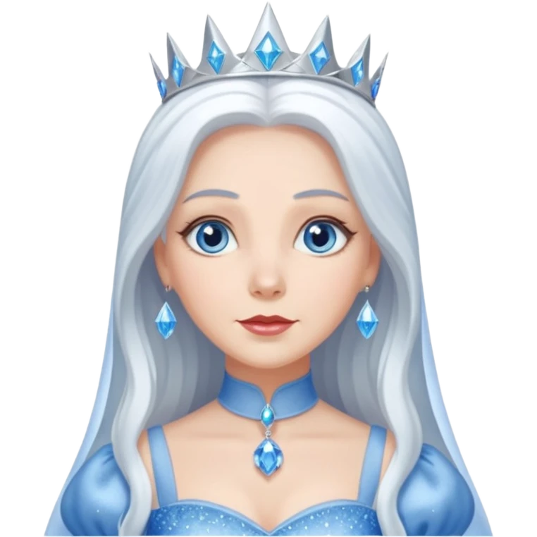Good Witch of the North from the Wizard of Oz with long white hair, blue eyes, white outfit emoji