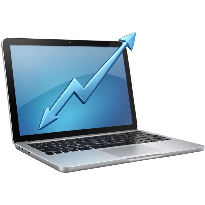 laptop with an upward arrow above it emoji