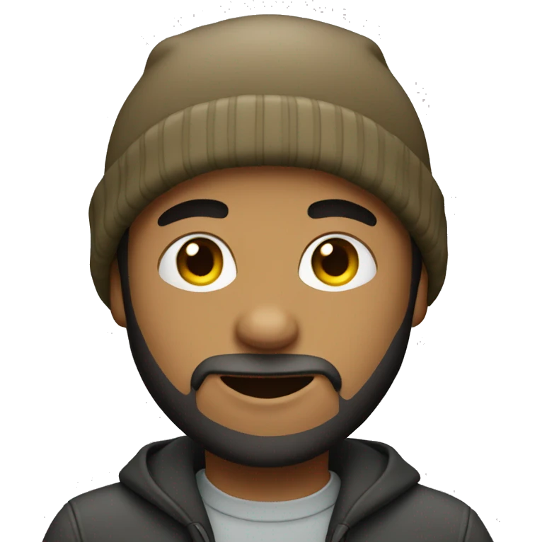 Boy wearing beanie with beard emoji