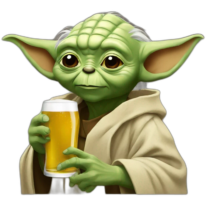 Yoda drinking beer emoji