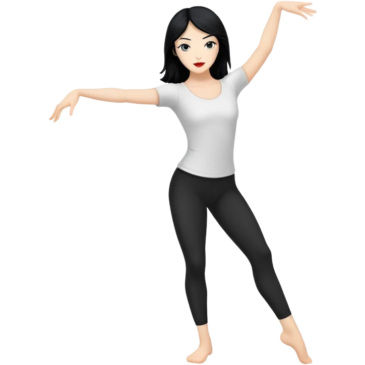 A white black haired woman doing contemporary dance  emoji