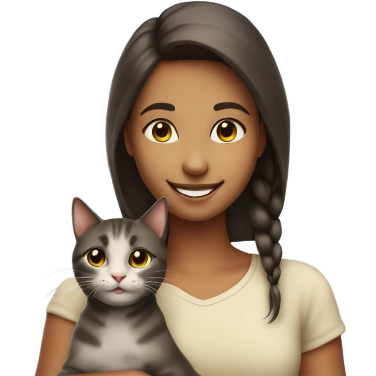 smiling girl with cat  emoji