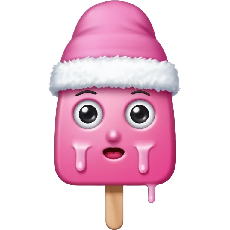 pink popsicle with eyes and snow hat emoji