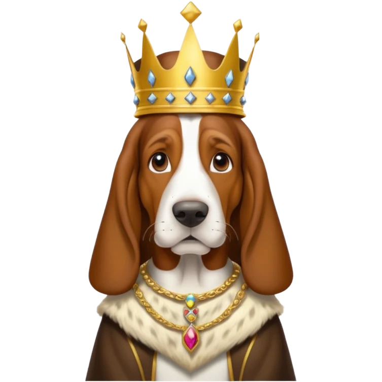 Basset Hound dressed as a king emoji
