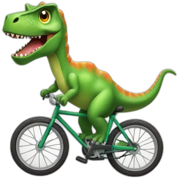 A dinosaur who ride a bike emoji