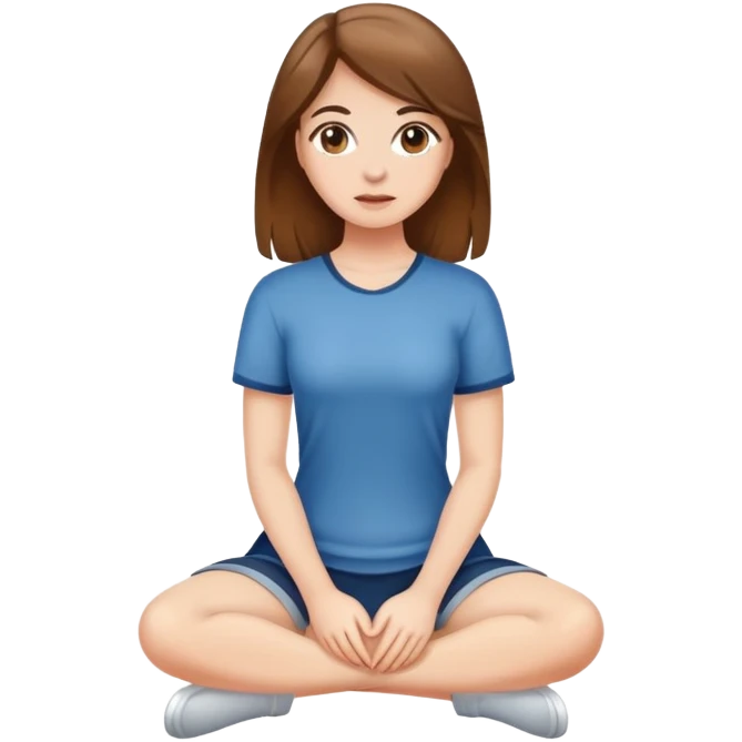 white girl with brown hair on knees emoji