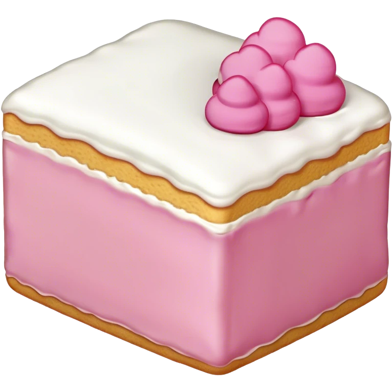 slice of sponge cake with pink emoji