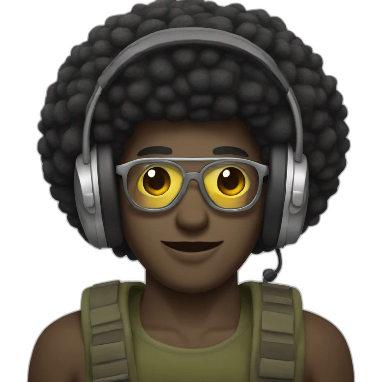 Un Afro (touffu et homme )avec un casque de musique  emoji