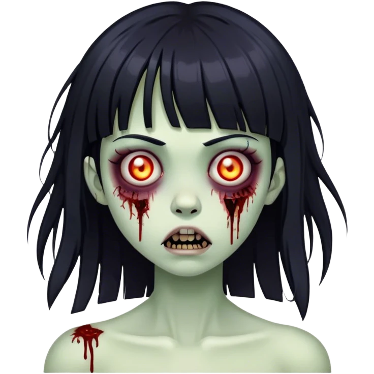 Girl with fringe black hair zombie emoji
