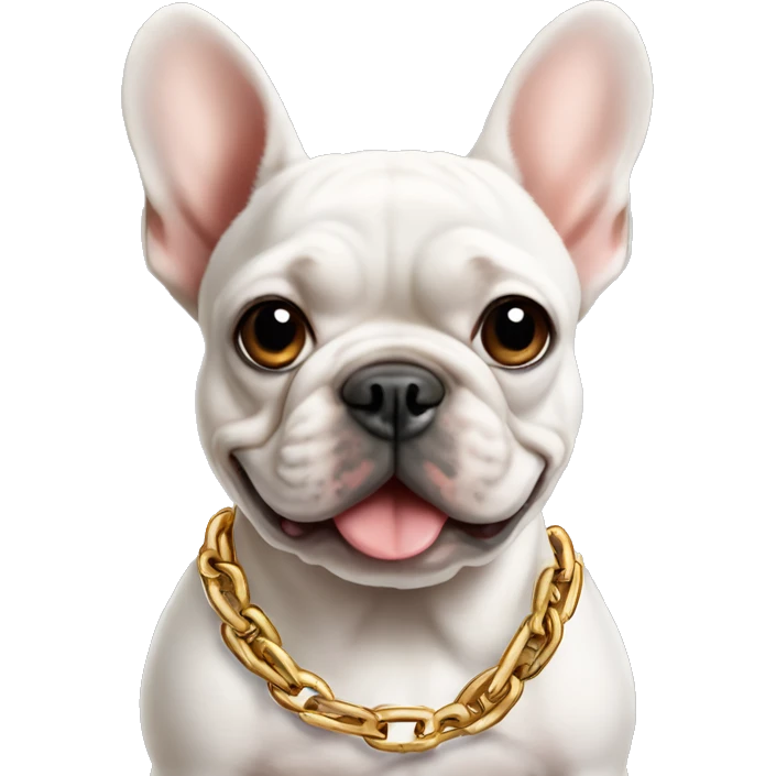 Frenchie  with chain ￼￼ emoji