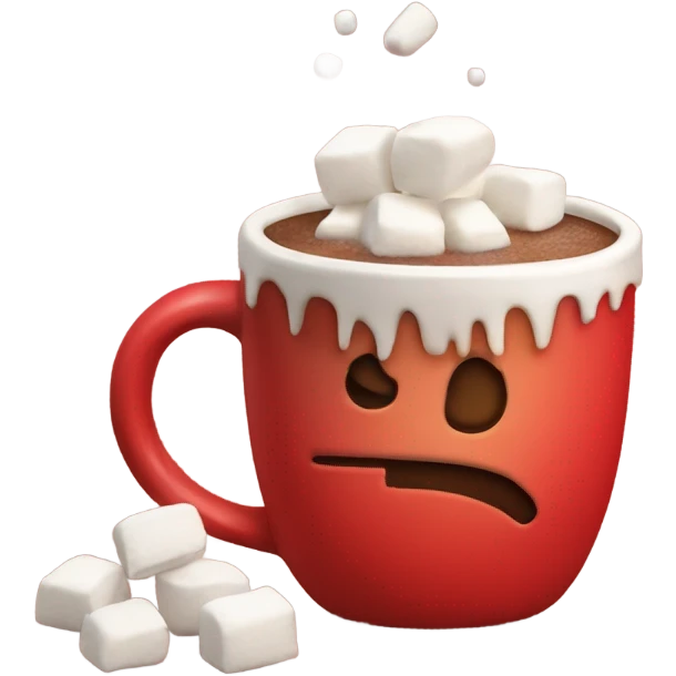hot coco with marshmallows in a red mug  emoji