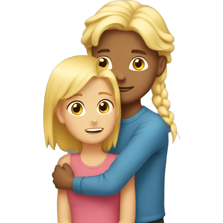 girl is huging a blond boy emoji