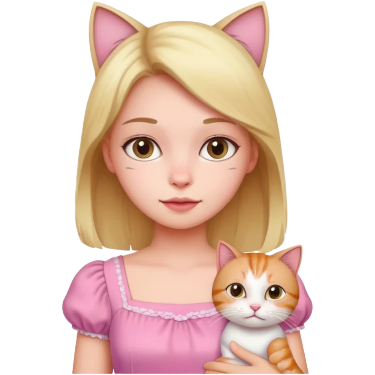 Девочка с кошкой в розвом emoji
