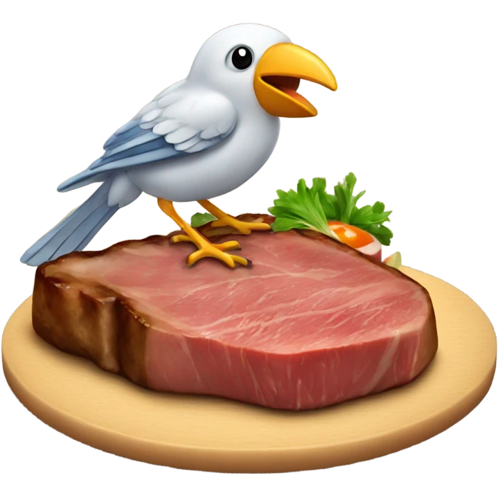 Bird eating steak emoji