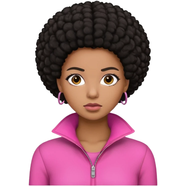 mulher afro americana trabalhando, com cabelo preto e roupa rosa  emoji