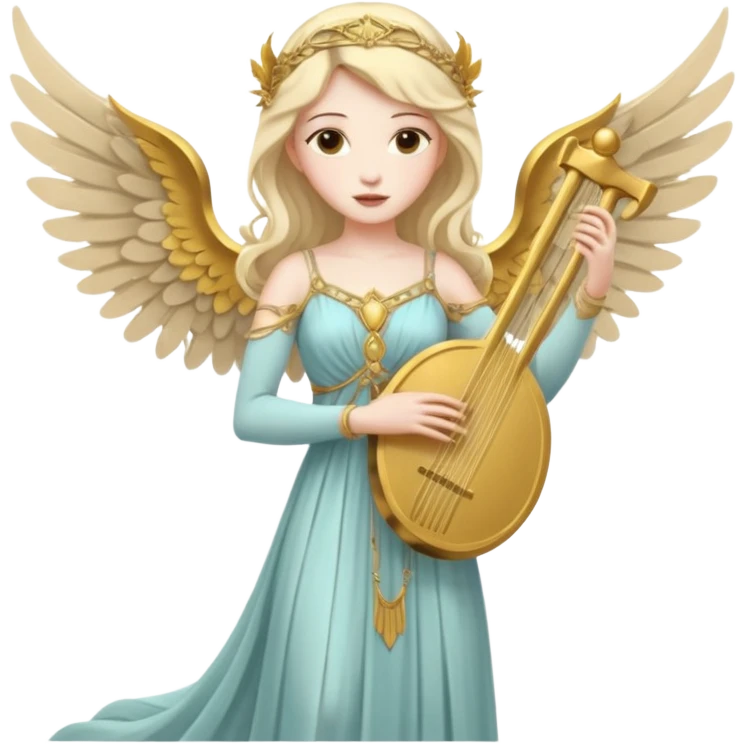 Muse of inspiration with wings and a lyre in her hand emoji