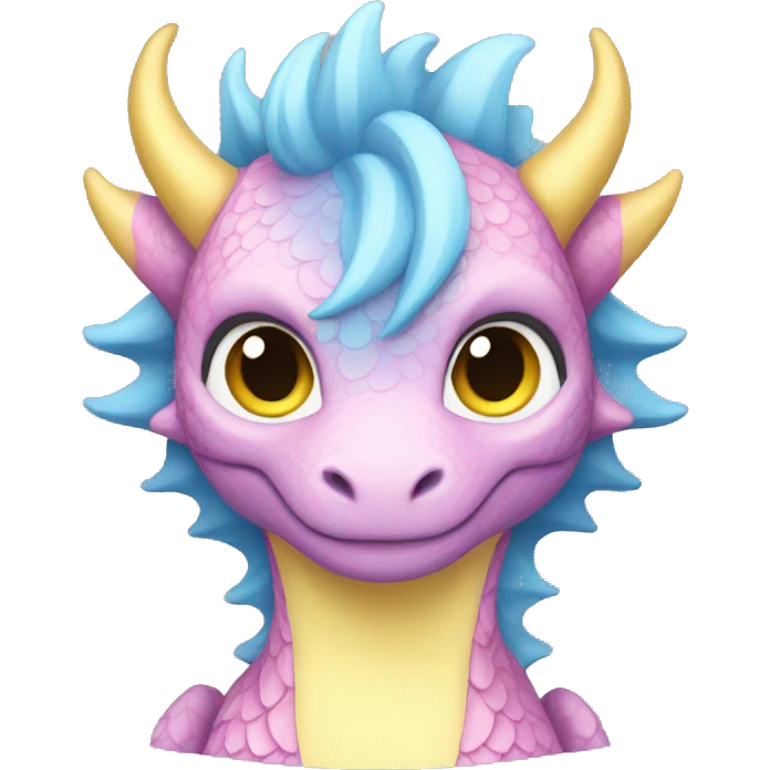 pink, blue and yellow pastel dragon female  emoji
