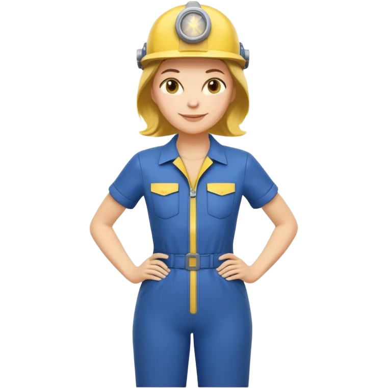 cheerful Vault Dweller in classic blue-and-yellow jumpsuit, standing with hands on hips emoji