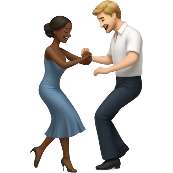 Spanish woman and white man learning to dance emoji