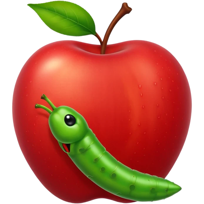 Apple emoji with a worm coming out emoji
