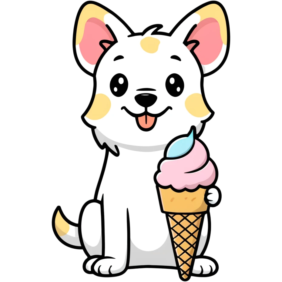 Dog with icecream emoji