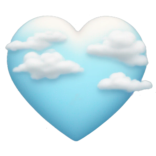 Pastel blue heart with clouds emoji