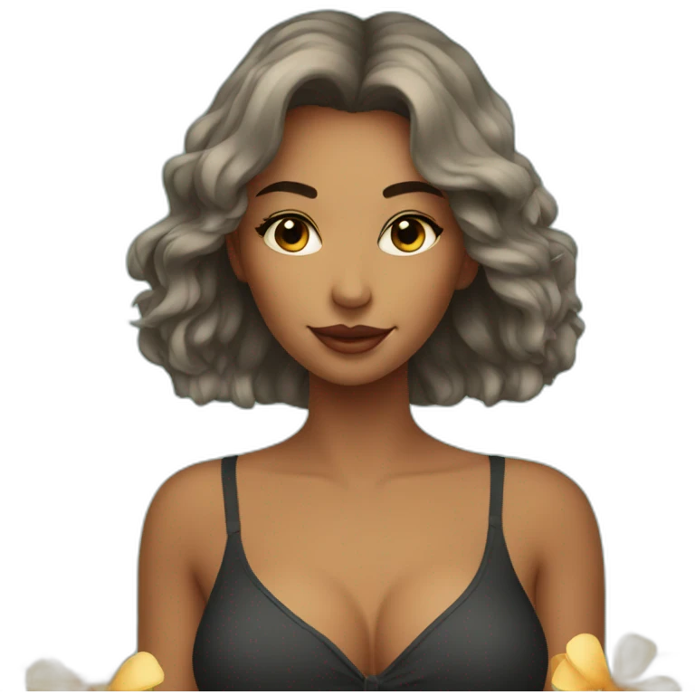 Sexy girl with flowers emoji