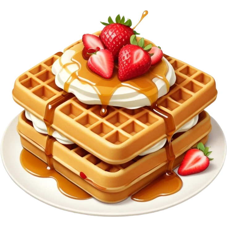Belgian waffle with syrup and strawberries emoji
