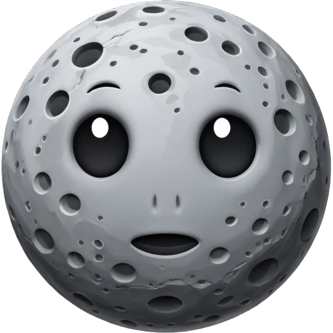 Rocky planet gray with craters no face emoji