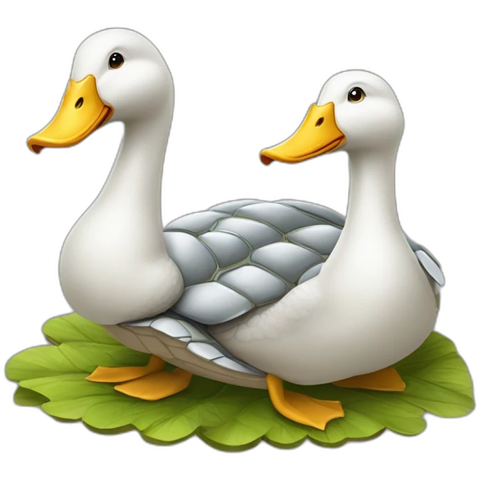 Trois canards sur une tortue emoji