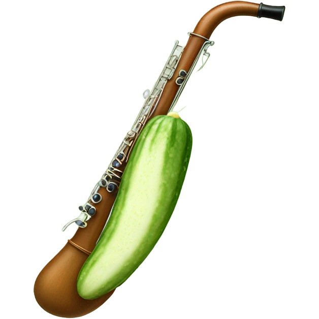 Cucumber slice holding a bassoon emoji
