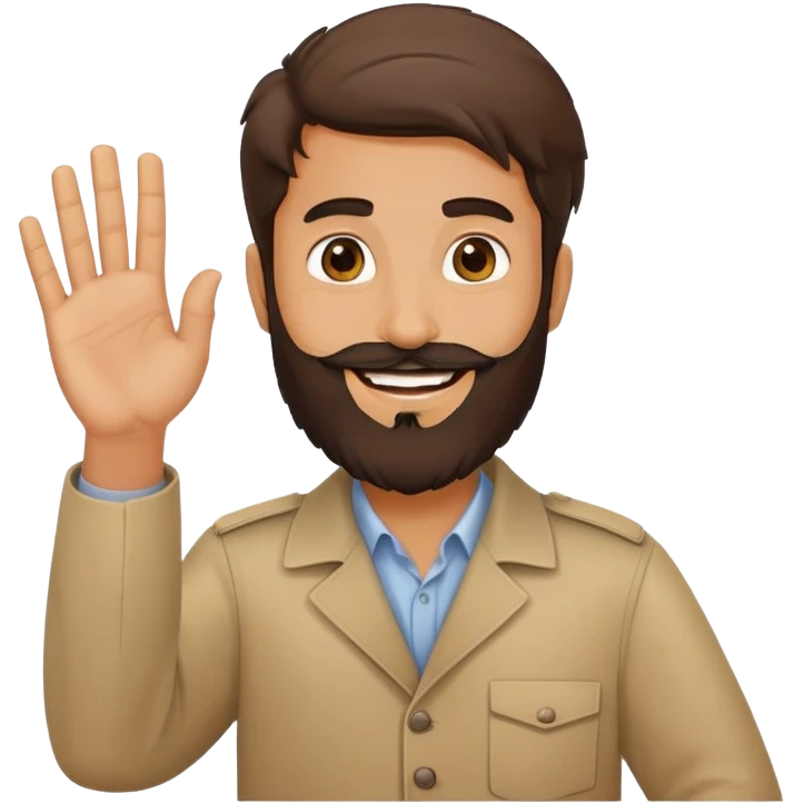 a bearded pakistani man waving  emoji