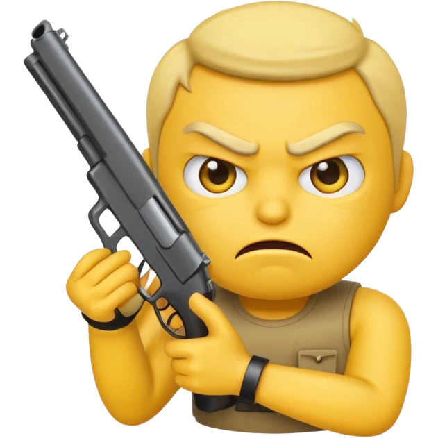angry yellow emoji pointing gun emoji