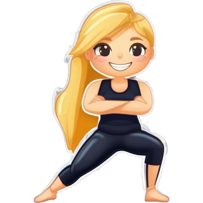 Pilates girl with blond hairs on a sport mat emoji