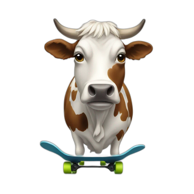 Vache qui fait du skate emoji