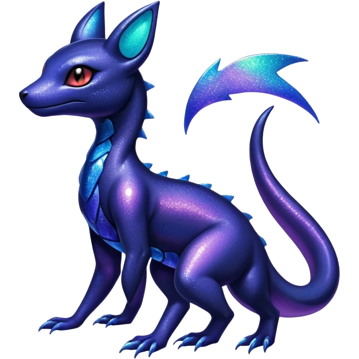 Sparkly Iridescent Shiny Salandit-Umbreon-Fakémon-hybrid-creature (full body)  emoji
