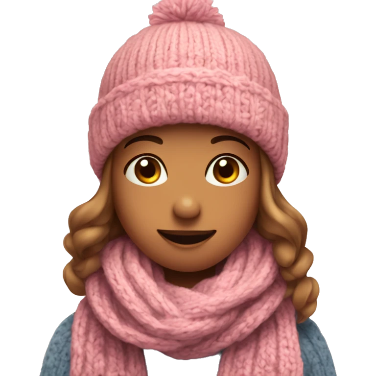 A girl in a warm knitted hat and scarf sends a heart emoji