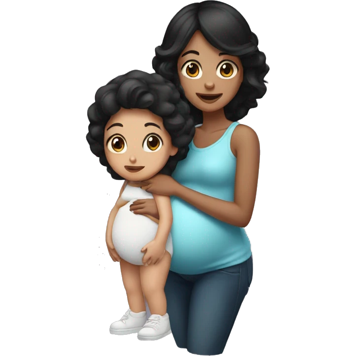 Black haired girl with dark brown eyes being pregnant  emoji