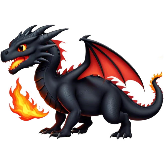 Dragón negro furia nocturna fuego emoji