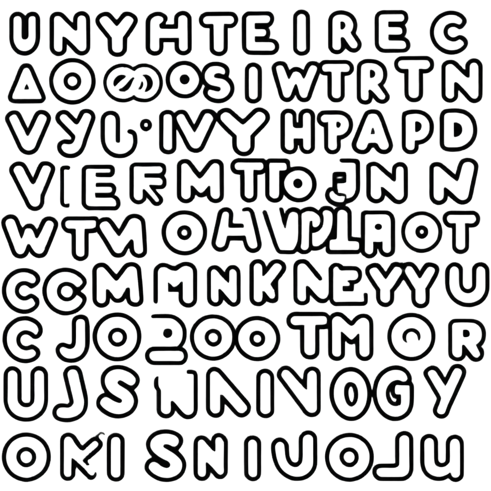 fun cartoon letters UYI with character faces emoji