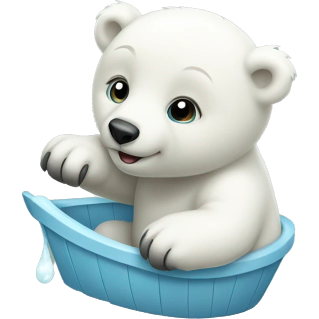  a baby polar bear playing on a swi emoji