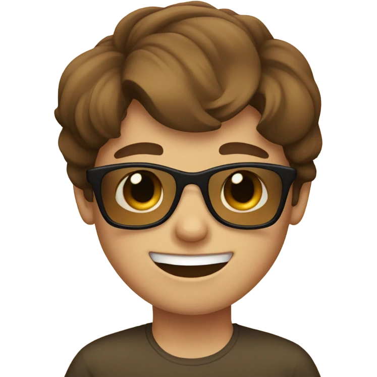 smiling boy with brown hair with sunglasses emoji