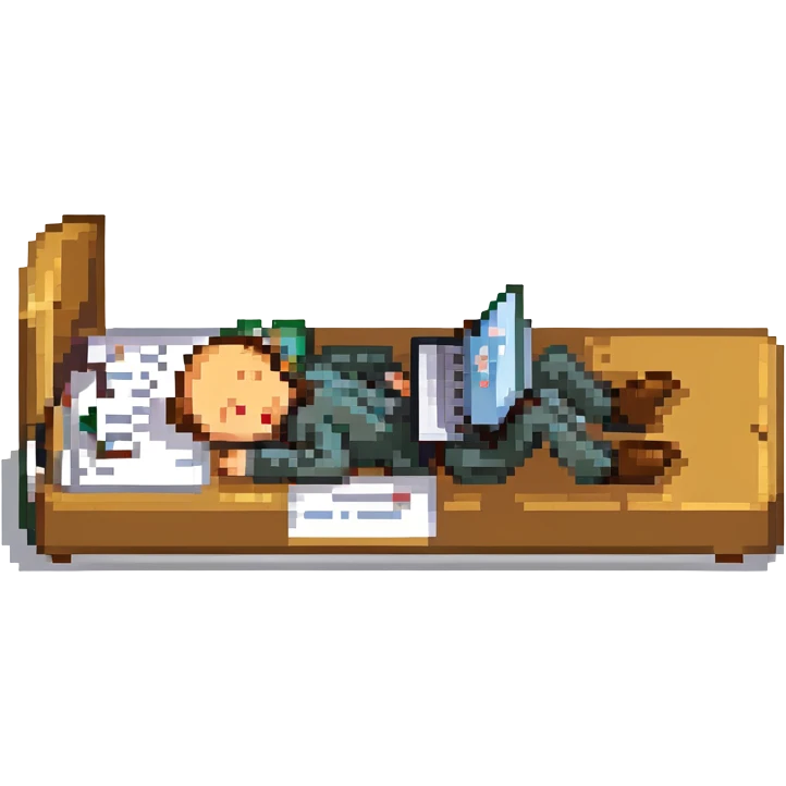 stick figure asleep at his laptop emoji