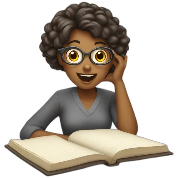 Crazy women studying emoji