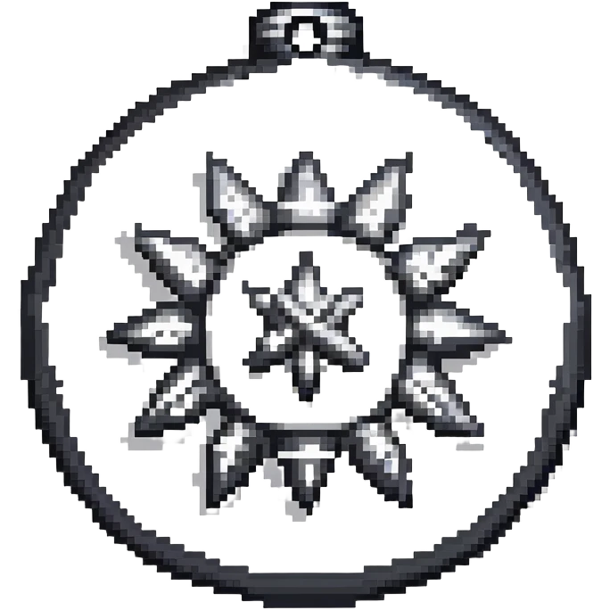 Black digital bomb with shuriken or ninja star ornament on top, round bomb body with silver highlights and details, sleek ninja-inspired design, pixel art style emoji