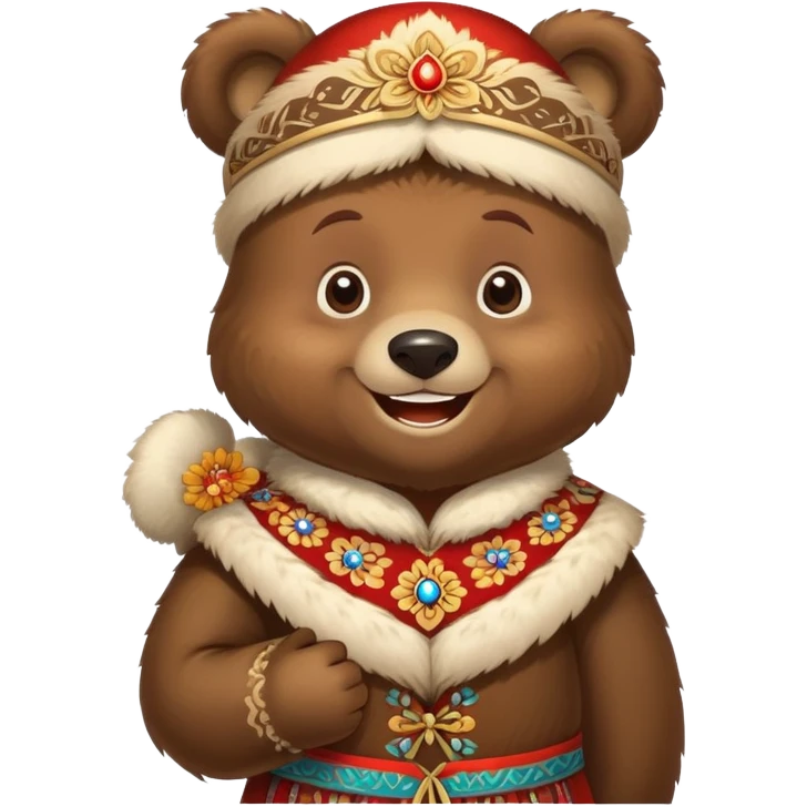 Cheerful bear in traditional Russian folk costume emoji