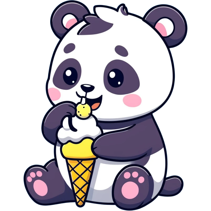Panda eating ice cream emoji