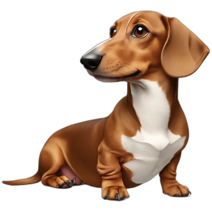 Dog head reality dachshund Looks to the left side 180 Degrees emoji